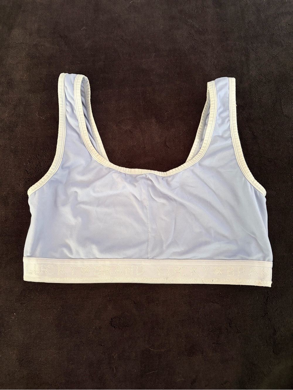 Lucky Brand Light Blue Sports Bra with White Trim